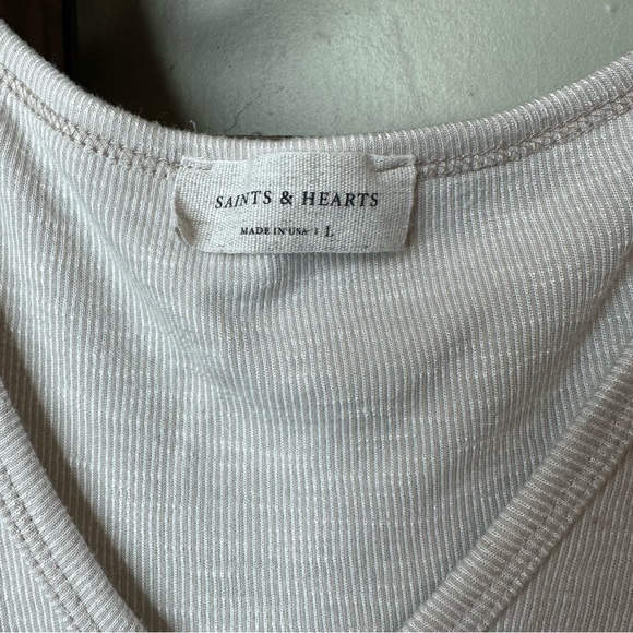 Saints and Hearts Flutter Sleeve Mixed Knit Animal print detail Beige Sz Large - Picture 8 of 10